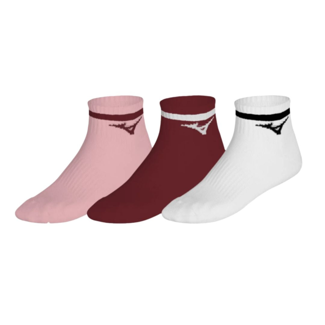 Mizuno Training Mid Socks Three Pack Pink Lava White
