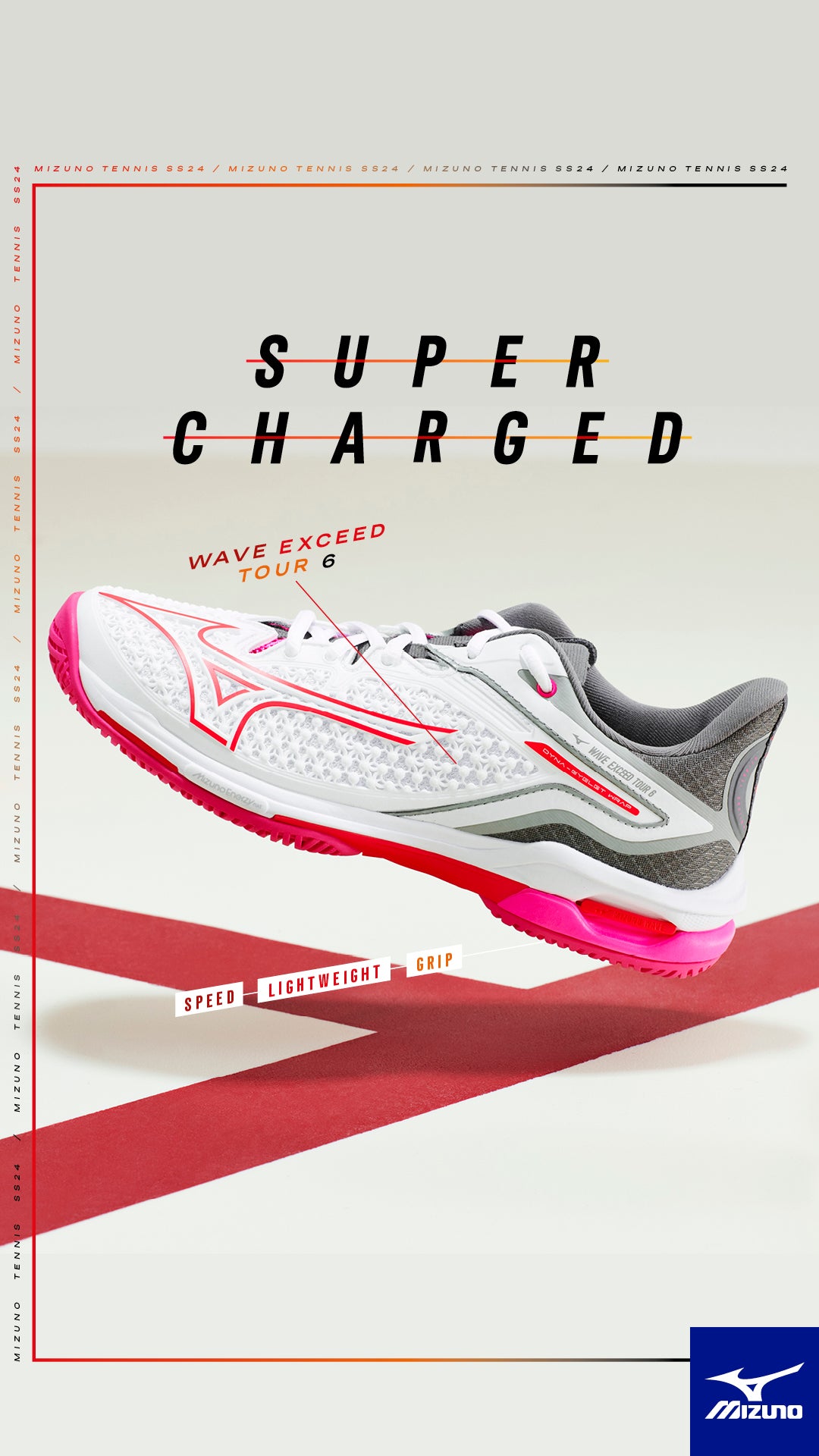 Mizuno Wave Exceed Tour 6 AC Women White Pink Pickleball Shoe