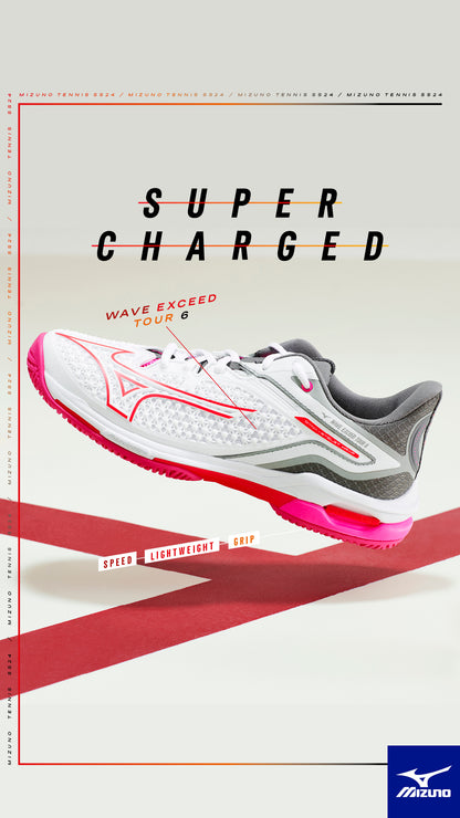 Mizuno Wave Exceed Tour 6 AC Women White Pink Pickleball Shoe