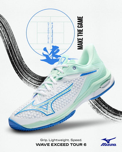 Mizuno Wave Exceed Tour 6 AC Women White Blue Pickleball Shoe